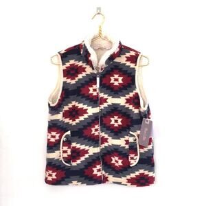 River & Rose fleece Tribal print vest NWT Size L